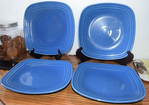 LOT OF 4 Fiesta Ware Lapis Square Dinner Plate GUC