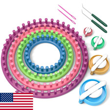READAEER Round Knitting Looms Set Kit Tool w/ Hook Needle Pompom Maker