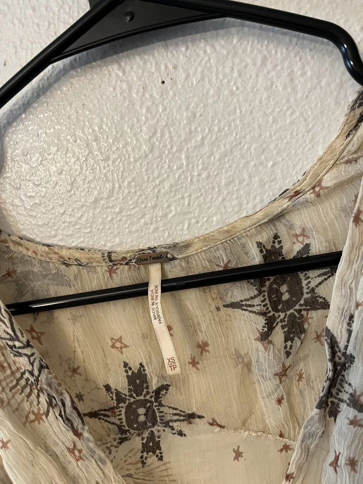 Blusa Lela FREE PEOPLE Multicolor Manga Larga Campesina Semi Transparente Boho XS Foto 2 de 4