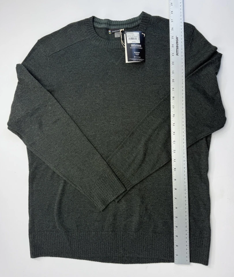 NEW Smartwool Sparwood Crew Sweater Pullover Grey Black Heather Wool Men’s Large - Image 3 of 4