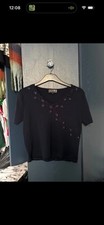 Casamia Exclusive Women’s Size S Navy Floral V Neck Top With Gems New No Tags