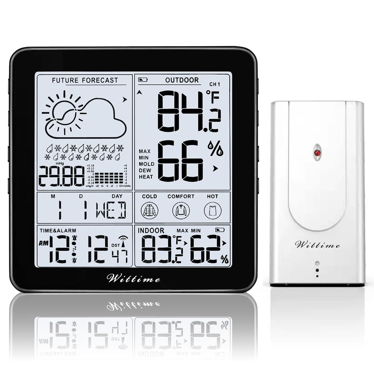 Indoor Outdoor Thermometer Wireless Battery Powered, Atomic C...