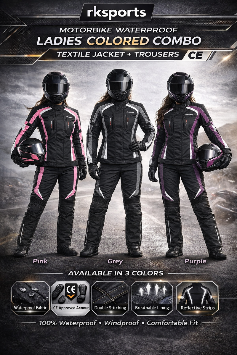 RKSports Motorbike Waterproof Ladies Colored Combo Textile Jacket