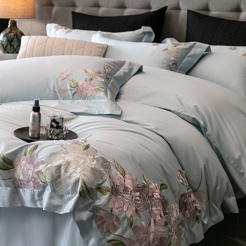 4pcs/lot Bedding Set Silk Cotton Embroidery Flowers Duvet Cover Flat Sheet Set - Picture 59 of 60