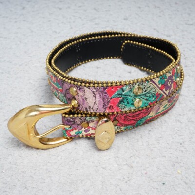 21 Century Belt Women s M/L Multicolor Leather Thin Gold Buckle