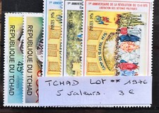 TIMBRES TCHAD LOT 1976  5 VALEURS NEUFS ** MNH