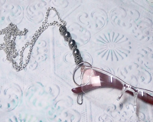 Lanyard necklace holder, security id badge, reading glasses, keys, pearl drop - Bild 4 von 14