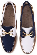 Sperry Top-Sider - A/O 2-Eye Miss Match Black/White Lace up Boat Shoe 5 M