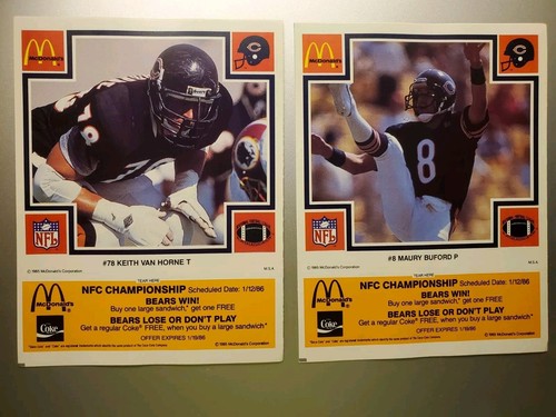 1985 McDonald's Chicago Bears Orange SET COMPLETO 32 Steve McMichael Walter Payton - Foto 17 di 17