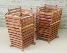 Wooden Cedar Hexagon Shaped Orchid Vanda Basket