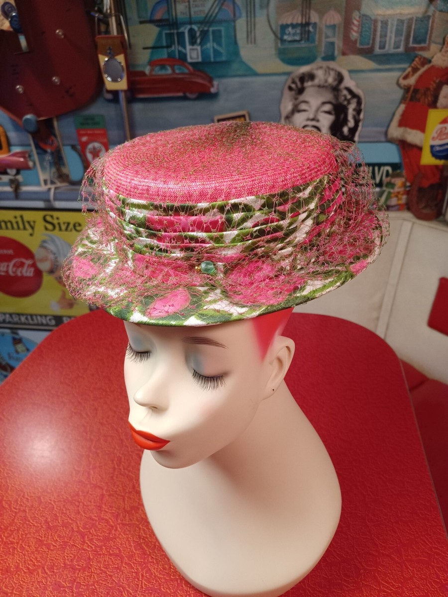 True Vtg Mid-century 1960s UNION LABEL Pink Floral Woven  display picture 3