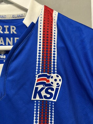 Maillot Islande Domicile Errea 2016/17 – Taille S – Bleu – Équipe Nationale KSI