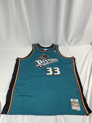 Grant Hill 33 Mitchell Ness Detroit Pistons Teal Jersey 1998-99 Mens Size  5XLB