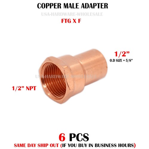 1/2" FTG x 1/2" Female NPT Threaded Street Copper Adapter LEAD FREE ( 6 PCS )
