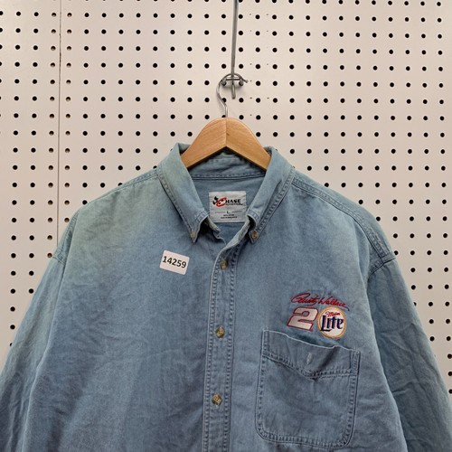 Chase Authentics Miller Light Nascar Rusty Wallace Demin Button Down Size Large - Picture 14 of 24