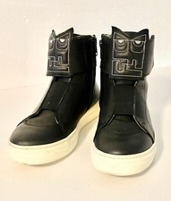 Fendi Authentic Boys High Top Black Leather Sneakers Boots Sz 34 Us 3