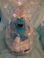 "COOKIE MONSTER" TEETHER DIAPER CAKE FOR BOY BABY SHOWER OR GIFT