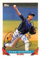Turk Wendell autographed baseball card (Chicago Cubs) 1993 Topps #49T