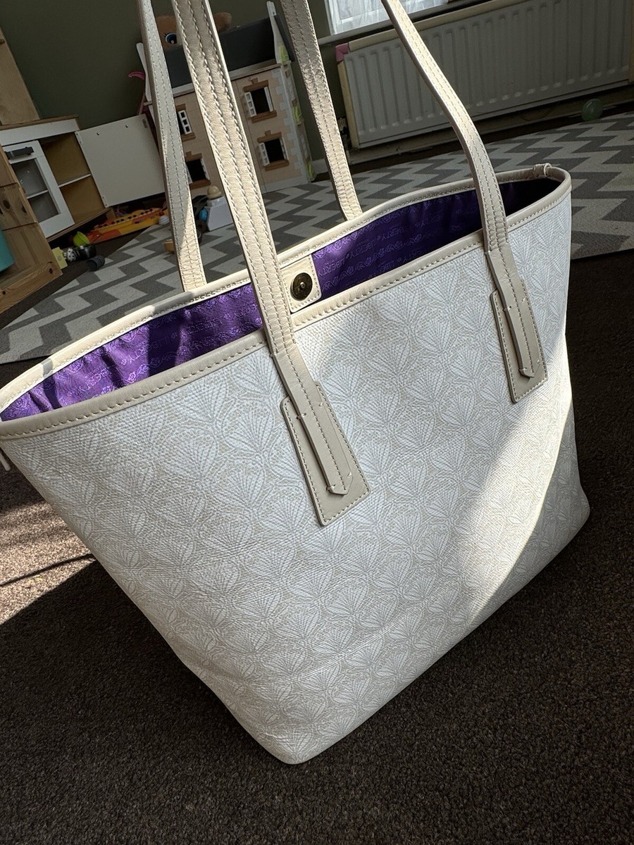 Liberty London canvas leather tote crossbag white beige best