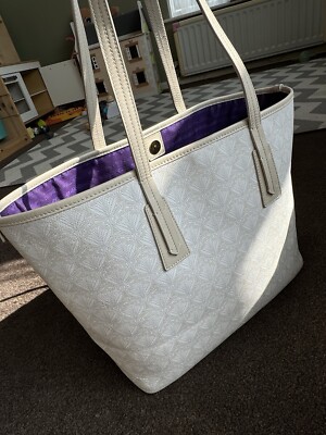 Liberty London canvas leather tote crossbag white beige best