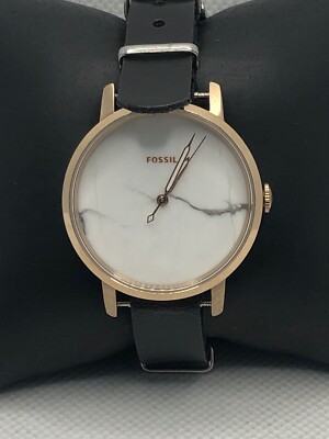 Fossil ES4404 Women's Black Leather Analog White Dial Quartz Wrist Watch KS311