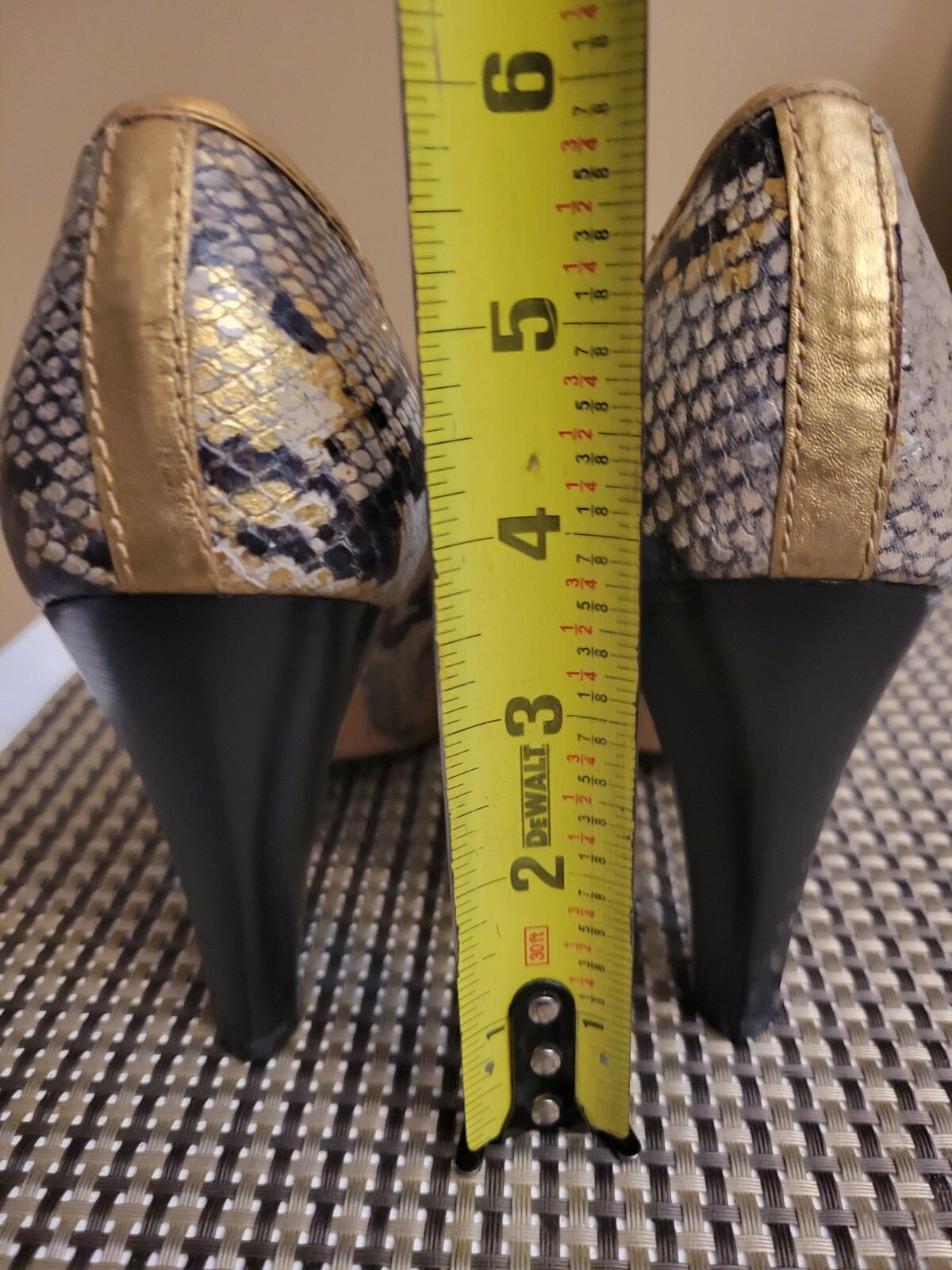 Michael Kors 8 M Python Print Gold Round Toe Pump… - image 5