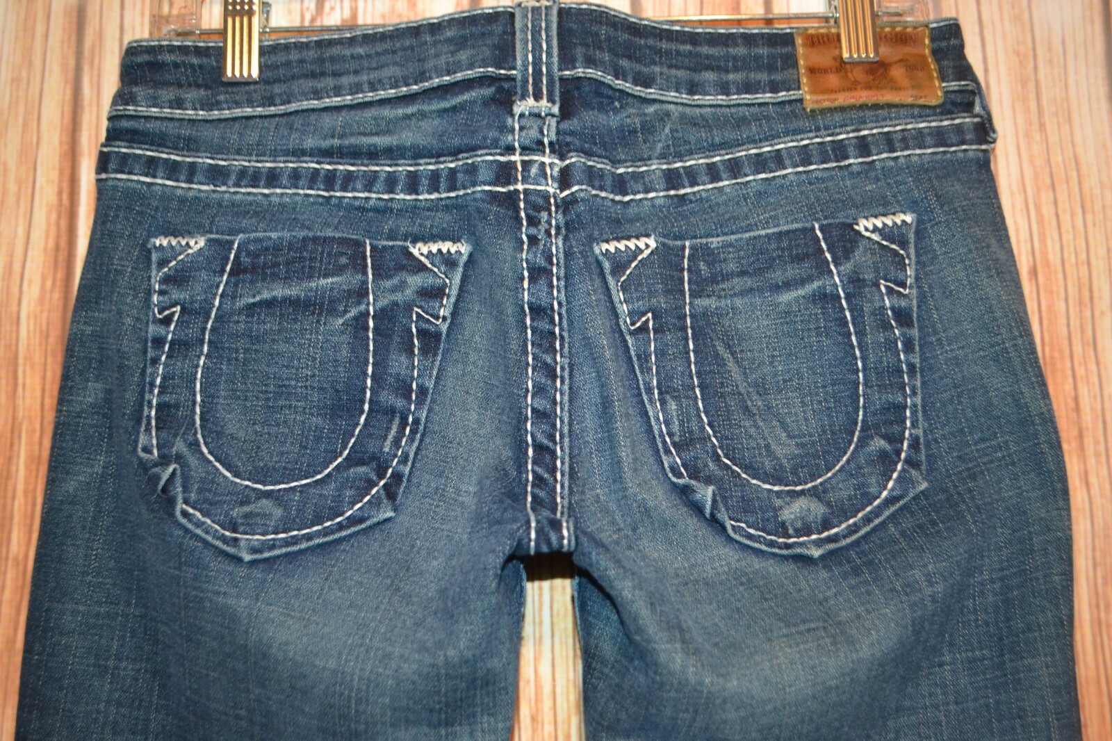 True Religion Women's Gina Big T Bootcut Logo U Pocket Blue Jeans Sz 29x34 thumbnail 7
