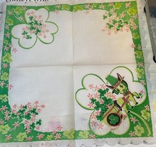 1 Vintage St Patricks Day Shamrock Donkey And Cart Crepe Paper Luncheon Napkin