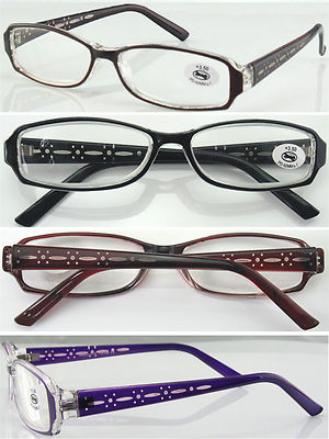 Hochwertige Damen Lesebrille Trendy Laser Blumenmuster Arme +1,50~+4,00 L210