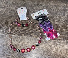 Claire  s Little Girl Necklace Bracelet Set Sequin Hair Bow Set Lot