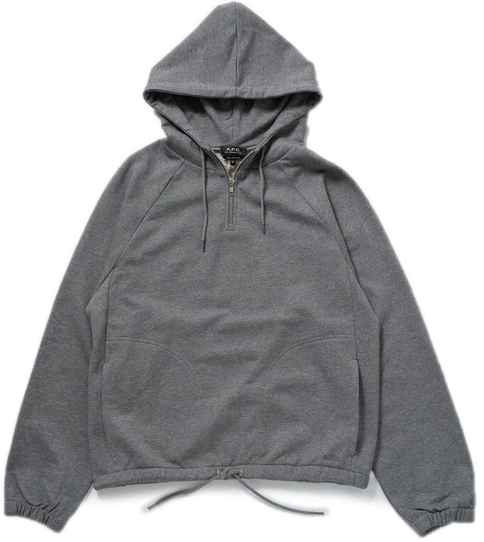 Relaxed Fit Half-zip Hoodie - Black - Men