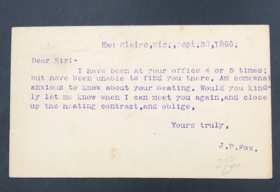 1899 UX14 Franklin Postal Card Postcard Eua Claire WI Flag Cancel - Image 3 of 3