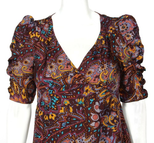 Vintage 90s Y2K Betsey Johnson Dress Sz 2 Floral Silk Tie Waist Mini USA - 839 - Picture 2 of 6