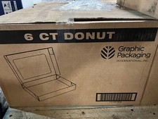 200 Pack Graphic Packaging 6 Count Donut Boxes 11-3/4" x 8-1/8" Cardboard