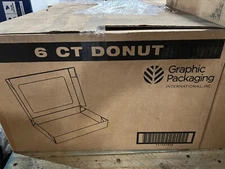 200 Pack Graphic Packaging 6 Count Donut Boxes 11-3/4" x 8-1/8" Cardboard
