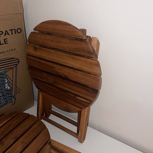 Folding Side Tables Set of 2 Outdoor 13.6" Height, Waterproof Solid Wood - Imagen 8 de 11