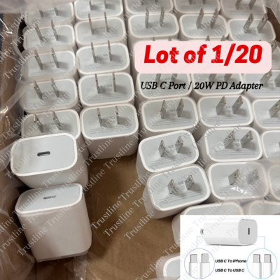 1/20X Lot For iPhone 12 13 14 15 Pro Fast Wall Charger 20W PD USB-C Power Block