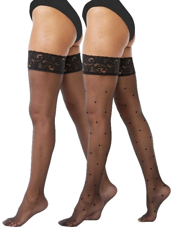 Medias de encaje floral y Medias hasta el muslo para mujeres