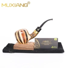MUXIANG Briar Acorn Pipe Smooth Striped 9mm Filter Tobacco Smoking Pipe Gift Box
