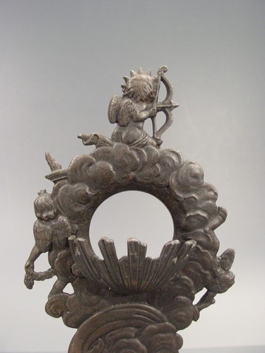 antique KPEG BERLIN Iron cast Pocket Watch Stand Georg III decor Angels Zodiac - Picture 12 of 14