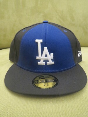 New Era LA Dodgers Fitted Hat Split Black, Blue Wedge Triangle