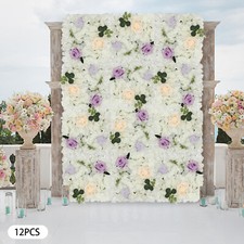 3D Flower Wall Panel-12pcs Artificial Flower Wall Background Silk Rose Wedding