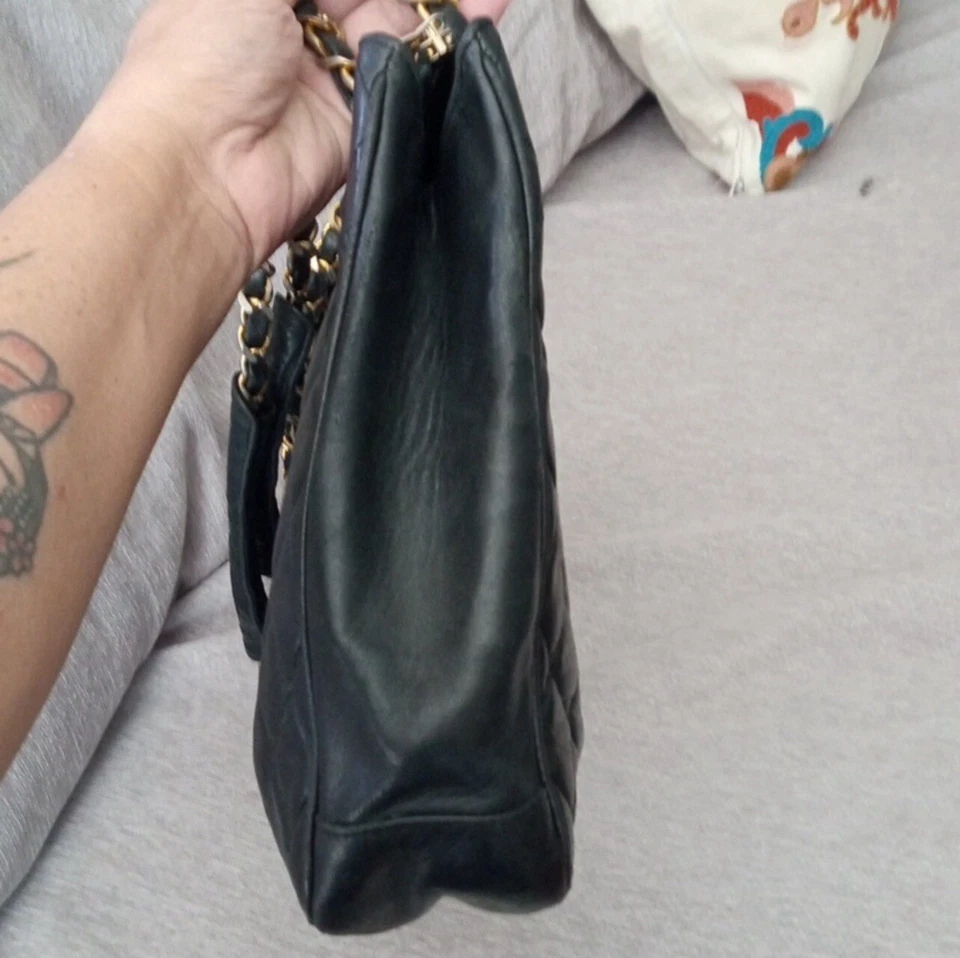 Chanel Quilted Zippered Lambskin Matelasse Tote - 100% Authentic - Image 4 of 4