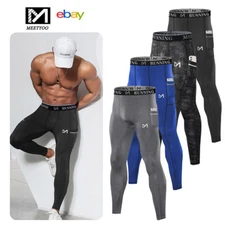 MEETYOO Mens Compression Pants Workout Leggings Cool Dry 3/4