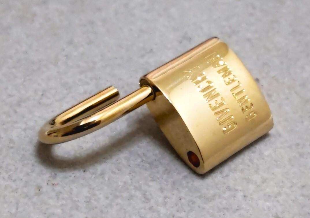 GIVENCHY Padlock Keyring Gold Color Logo Engraved Keychain