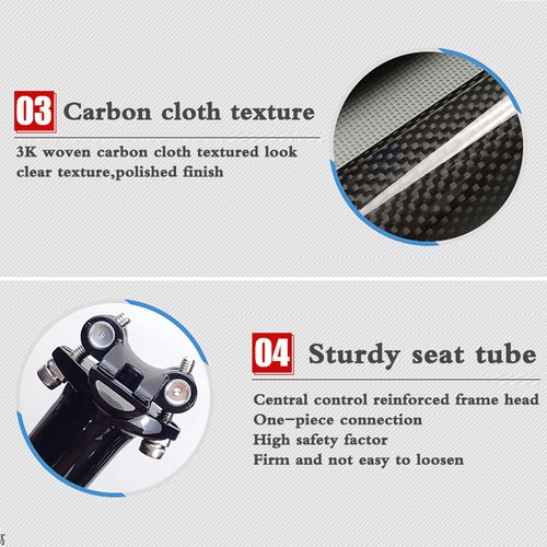 27.2/30.8/31.6mm Carbon Fiber Seat Post MTB Road Bike 350/400mm Seatpost Tube - Picture 4 of 12