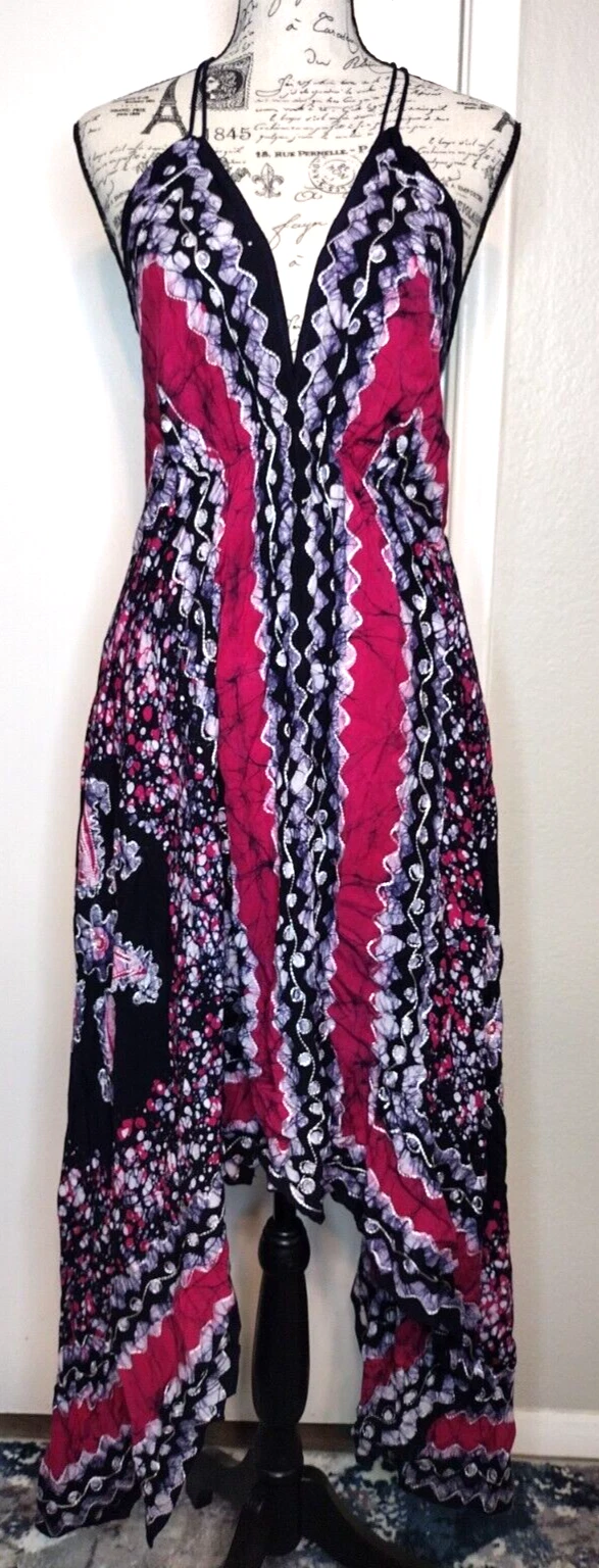 VETEMENTS Abito Advance Apparels Halter hippie boho fazzoletto fustella tye ricamato