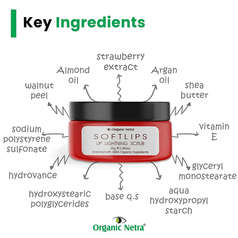 Органический скраб для губ Netra SOFTLIPS для осветления и осветления темных губ -25 г - Изображение 3 из 4
