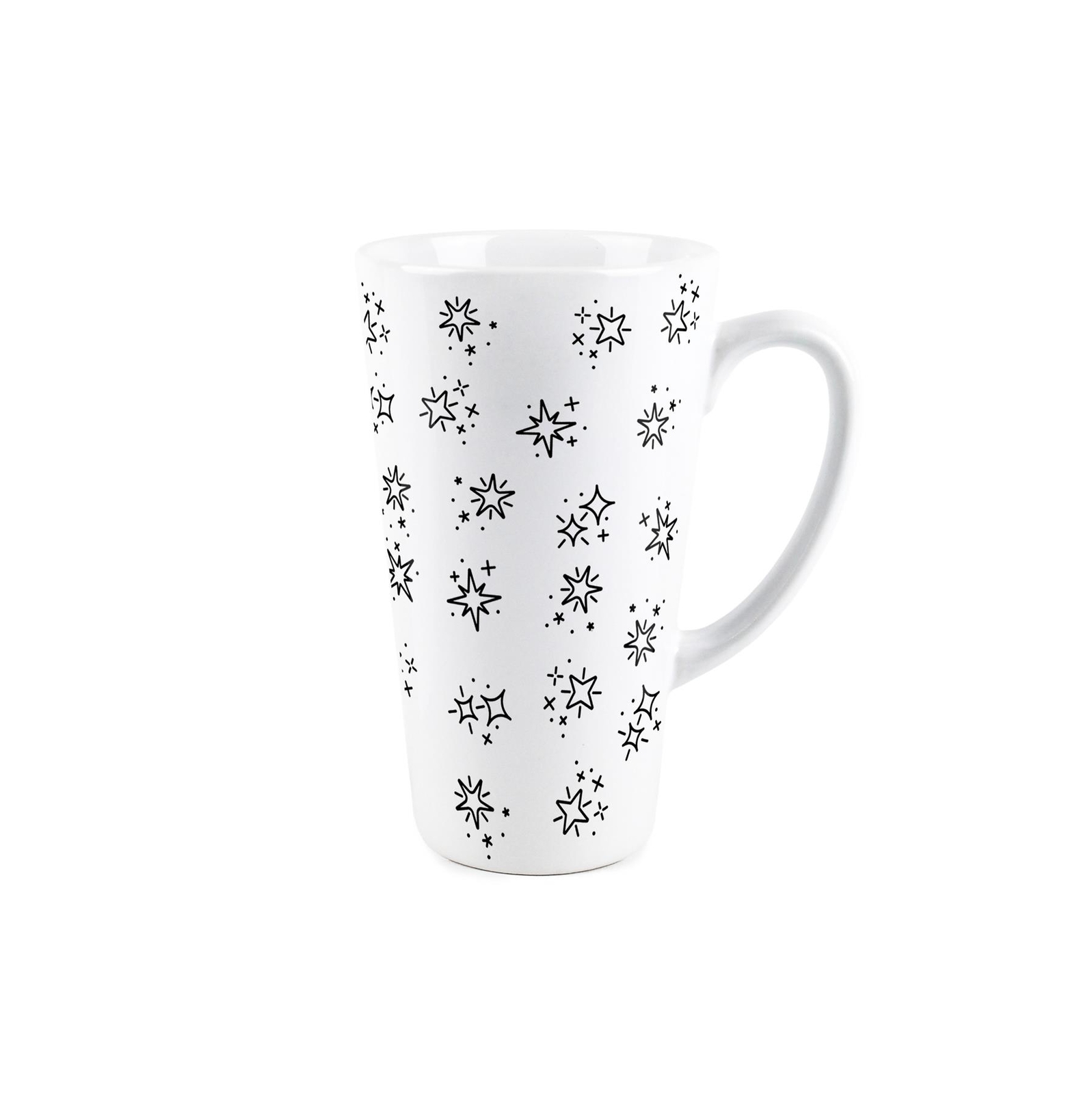 Shooting Stars Tall Latte Mug - White Ceramic Coffee Cup Gift