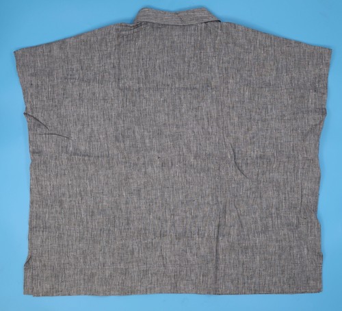 DG2 Diane Gilman Women's Wide Navy Gray Blouse Top Size M/L 100% Linen - Picture 2 of 3